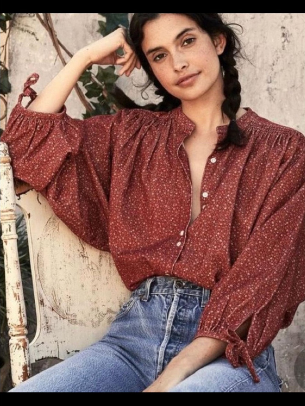 Stunning Dôen O’Keefe blouse in Burgundy California Wildflower print.
